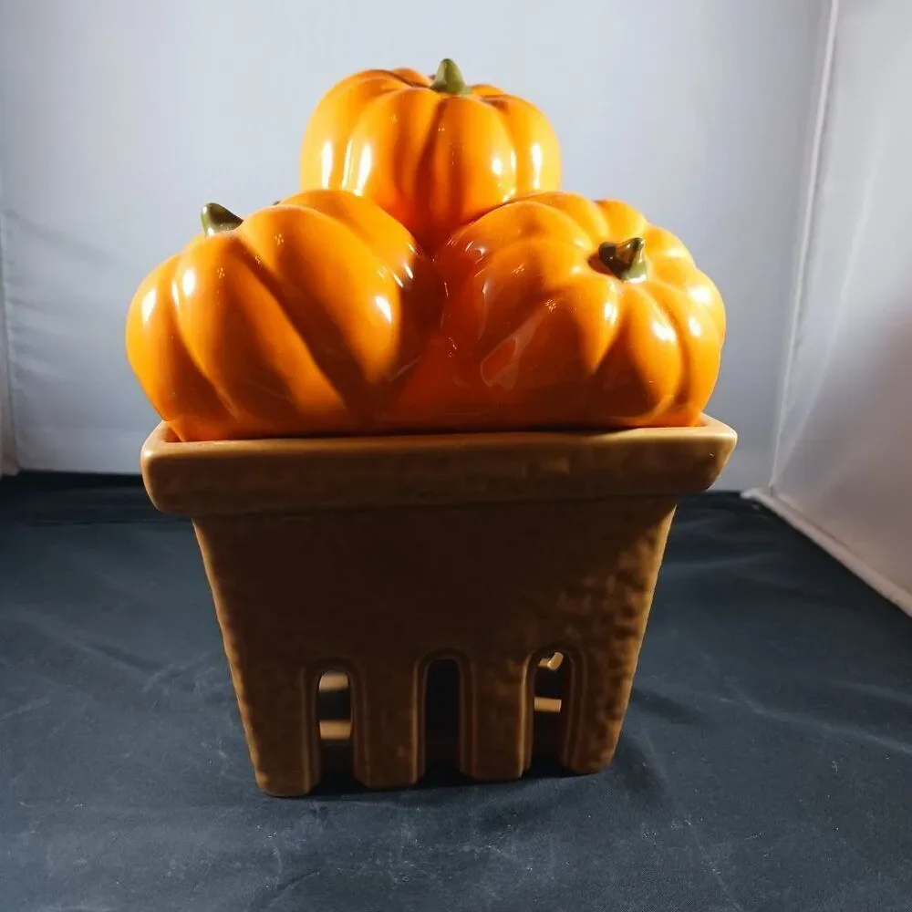 HomeWorx by Harry Slatkin Ceramic Pumpkin Basket Farm Stand No Candle